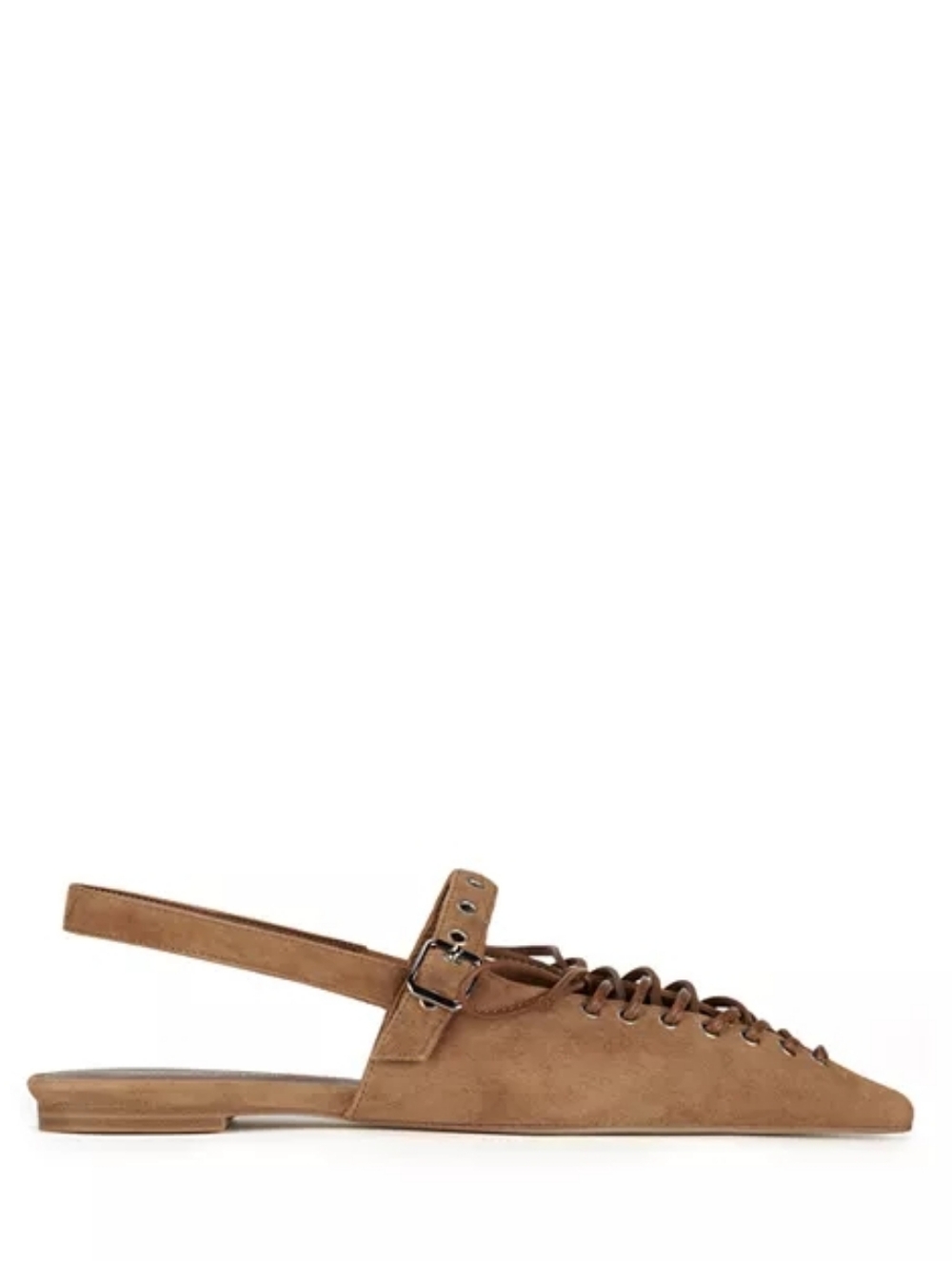 Jeffrey Campbell Women's Suede Geralt Tie Slingback Flats. Size 11. Color Brown - Picture 3 of 11